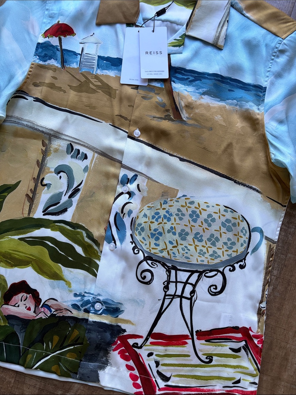 REISS Tomei Hawaiian-print Cuban woven shirt - Picture 5 of 7